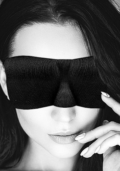 Ouch! Black & White Satin Curvy Eye Mask With Elastic Straps Black