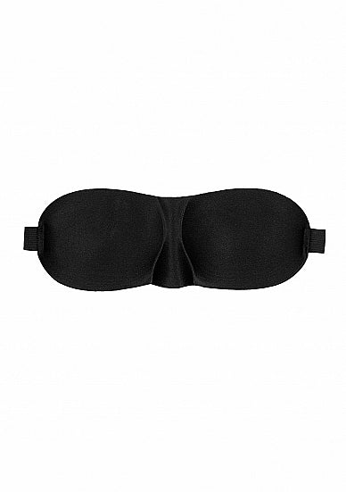 Ouch! Black & White Satin Curvy Eye Mask With Elastic Straps Black