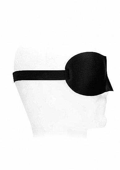 Ouch! Black & White Satin Curvy Eye Mask With Elastic Straps Black