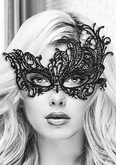 Ouch! Black & White Lace Eye Mask Royal Black