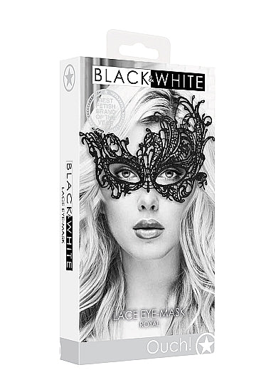 Ouch! Black & White Lace Eye Mask Royal Black