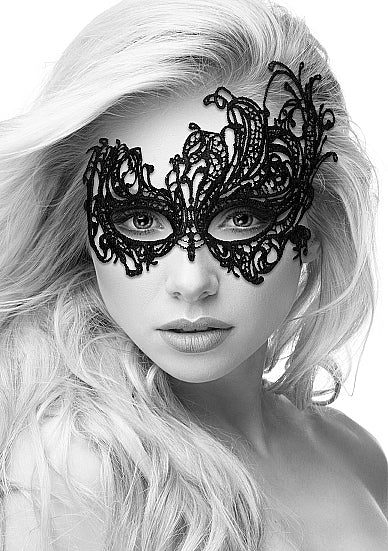 Ouch! Black & White Lace Eye Mask Royal Black