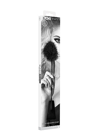 Ouch! Black & White Crop With Feather Tickler Black