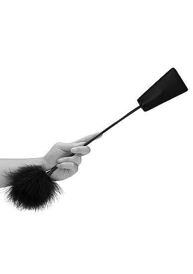 Ouch! Black & White Crop With Feather Tickler Black