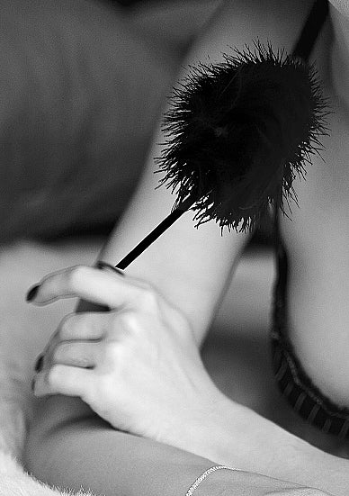 Ouch! Black & White Feather Tickler Black