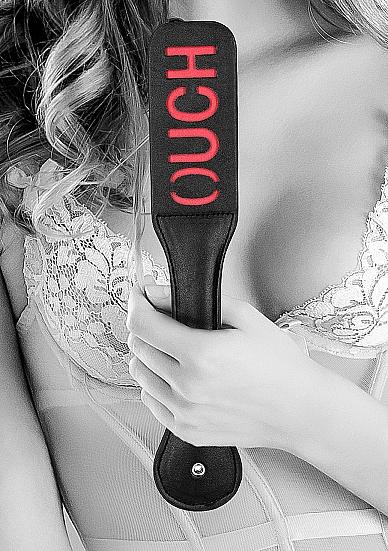 Ouch! Black & White Bonded Leather Paddle Ouch Black