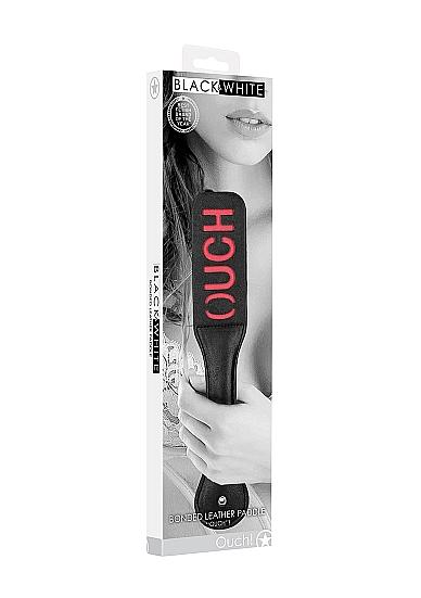 Ouch! Black & White Bonded Leather Paddle Ouch Black