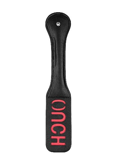 Ouch! Black & White Bonded Leather Paddle Ouch Black