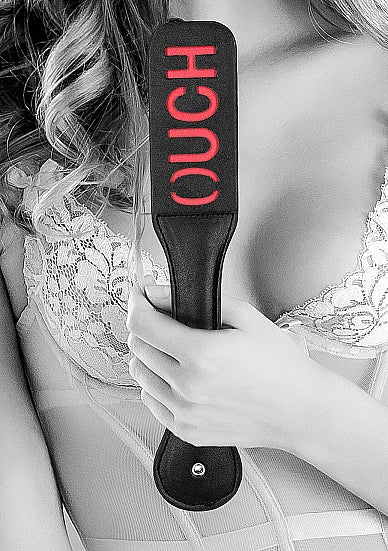 Ouch! Black & White Bonded Leather Paddle Ouch Black