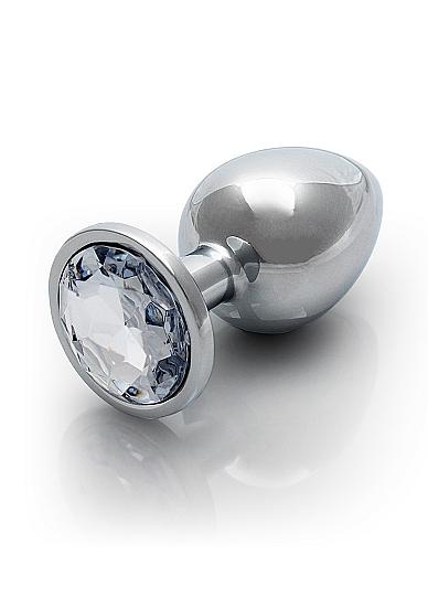 Shots Ouch! Round Gem Butt Plug Medium Silver/diamond