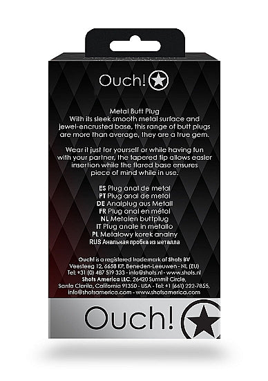 Shots Ouch! Round Gem Butt Plug Medium Silver/diamond