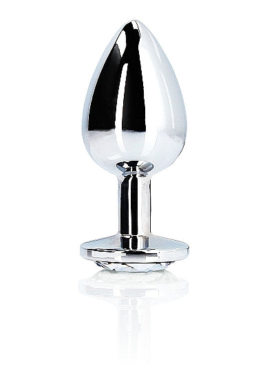 Shots Ouch! Round Gem Butt Plug Medium Silver/diamond