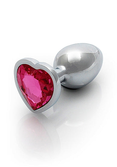 Shots Ouch! Heart Gem Butt Plug Small Silver/rubellite Pink