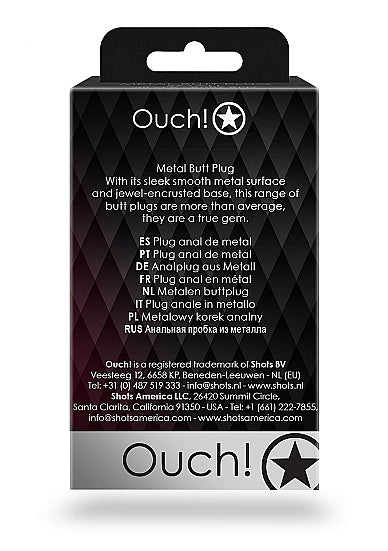 Shots Ouch! Heart Gem Butt Plug Small Silver/rubellite Pink