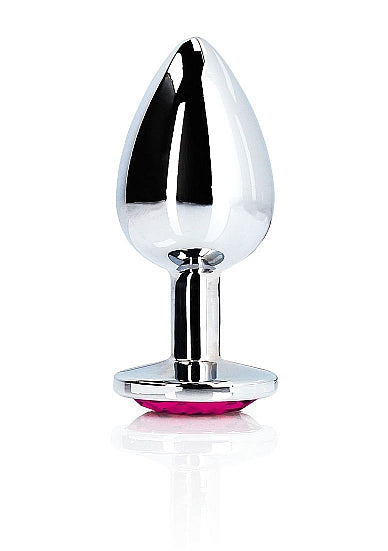 Shots Ouch! Heart Gem Butt Plug Small Silver/rubellite Pink