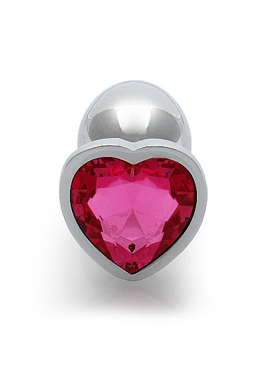 Shots Ouch! Heart Gem Butt Plug Small Silver/rubellite Pink