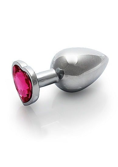 Shots Ouch! Heart Gem Butt Plug Medium Silver/rubellite Pink
