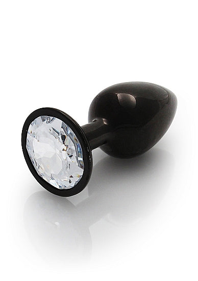 Shots Ouch! Round Gem Butt Plug Small Gunmetal/diamond
