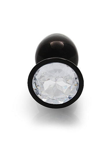 Shots Ouch! Round Gem Butt Plug Small Gunmetal/diamond
