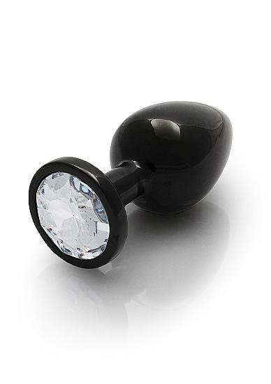 Shots Ouch! Round Gem Butt Plug Medium Gunmetal/diamond