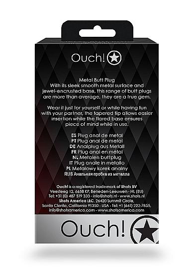 Shots Ouch! Round Gem Butt Plug Medium Gunmetal/diamond