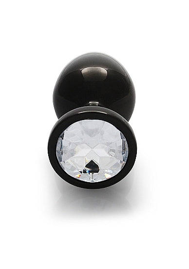 Shots Ouch! Round Gem Butt Plug Medium Gunmetal/diamond