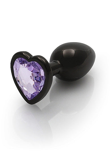 Shots Ouch! Heart Gem Butt Plug Small Gunmetal/amethyst