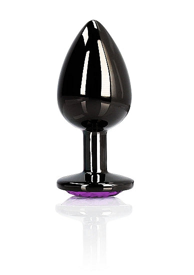 Shots Ouch! Heart Gem Butt Plug Small Gunmetal/amethyst