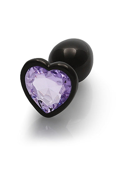 Shots Ouch! Heart Gem Butt Plug Small Gunmetal/amethyst