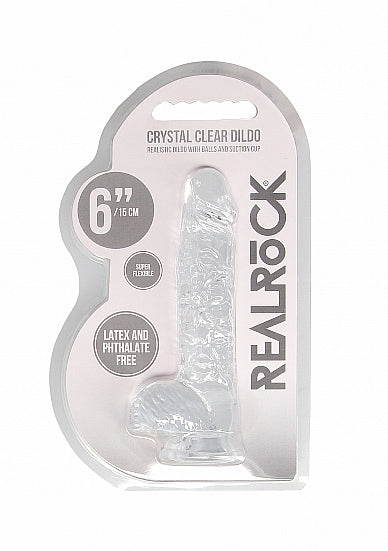 Shots RealRock Realistic Crystal Clear 6 Dildo w/Balls - Transparent Clear