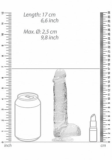 Shots RealRock Realistic Crystal Clear 6 Dildo w/Balls - Transparent Clear