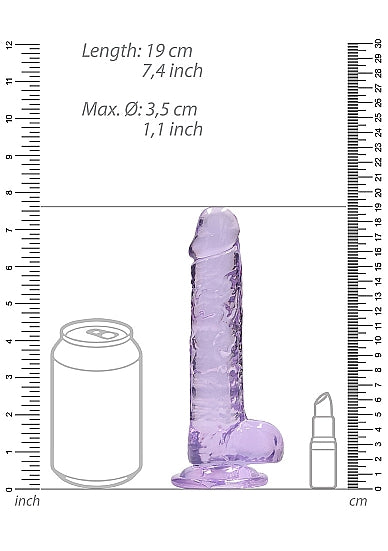 Shots RealRock Realistic Crystal Clear 7 Dildo w/Balls - Purple