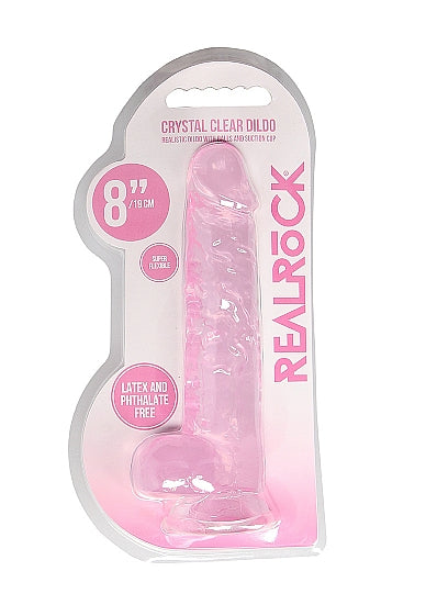 Shots RealRock Realistic Crystal Clear 8 Dildo w/Balls - Pink