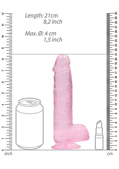 Shots RealRock Realistic Crystal Clear 8 Dildo w/Balls - Pink