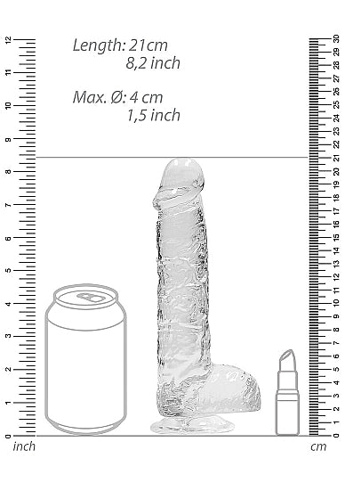 Shots RealRock Realistic Crystal Clear 8 Dildo w/Balls - Transparent Clear
