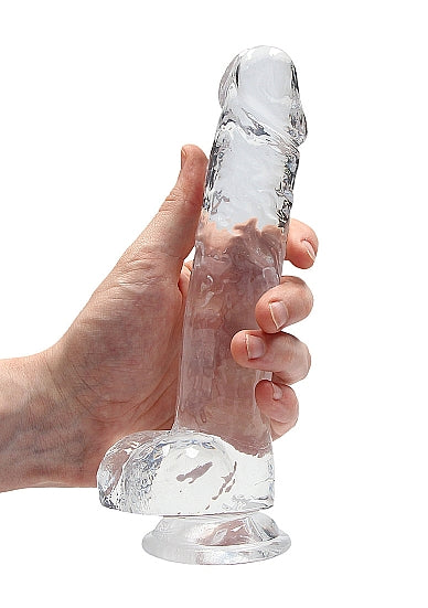 Shots RealRock Realistic Crystal Clear 8 Dildo w/Balls - Transparent Clear
