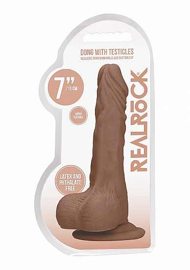 Real Rock Realistic Dildo With Balls - 7" - 17 Cm - Mocha