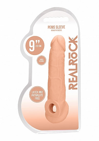 Real Rock Penis Extender With Rings - 9" - 22 Cm - Vanilla