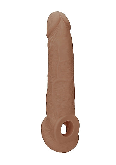 Real Rock Penis Extender With Rings - 9" - 22 Cm - Mocha