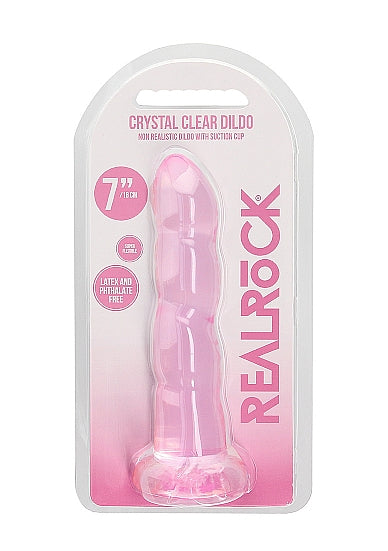 Shots Realrock Crystal Clear Non Realistic 7" Dildo - Pink