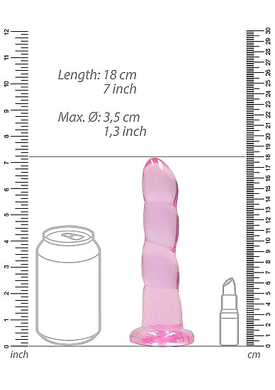 Shots Realrock Crystal Clear Non Realistic 7" Dildo - Pink