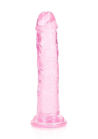 Realrock Crystal Clear Straight 6 In. Dildo Without Balls Pink