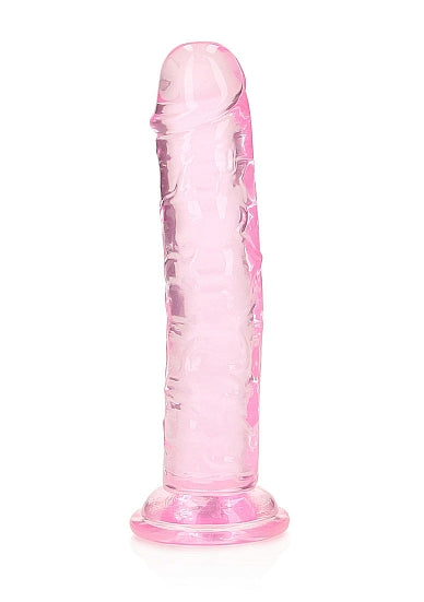Realrock Crystal Clear Straight 6 In. Dildo Without Balls Pink
