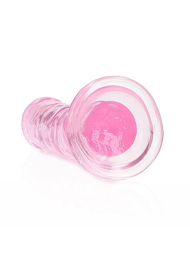 Realrock Crystal Clear Straight 6 In. Dildo Without Balls Pink
