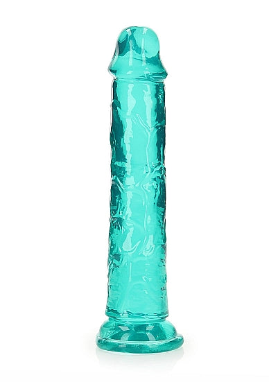 Realrock Crystal Clear Straight 7 In. Dildo Without Balls Turquoise