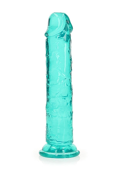 Realrock Crystal Clear Straight 7 In. Dildo Without Balls Turquoise