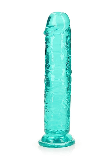 Realrock Crystal Clear Straight 7 In. Dildo Without Balls Turquoise
