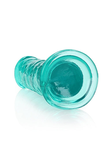 Realrock Crystal Clear Straight 7 In. Dildo Without Balls Turquoise