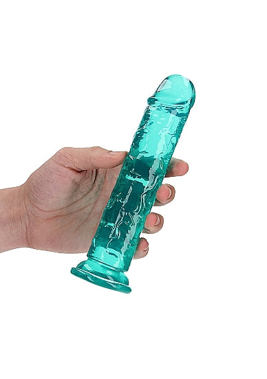 Realrock Crystal Clear Straight 7 In. Dildo Without Balls Turquoise