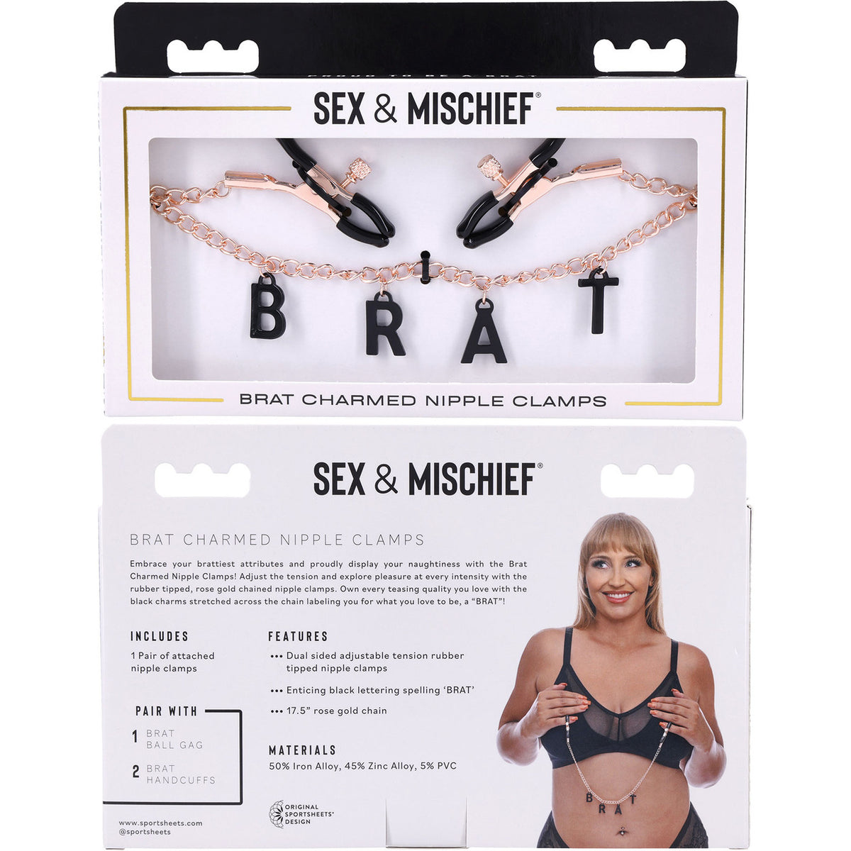 Sportsheets Sex & Mischief Brat Charmed Nipple Clamps